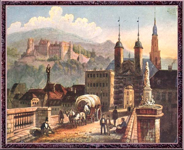 Die Brücke ins Stadtzentrum von Heidelberg um 1815