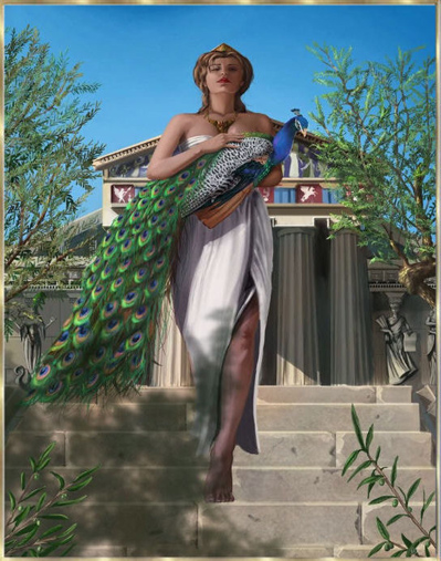 Hera vor ihrem Tempel