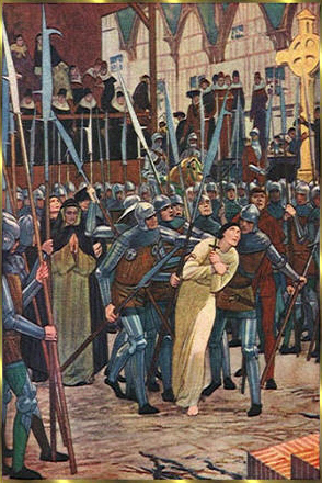 Johannas Gefangennahme durch burgundische Soldaten.