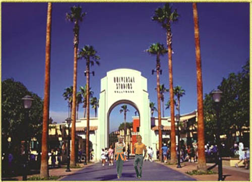 Am Eingang zu den Universal Studios.
