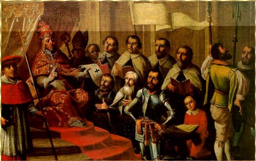 Papst Coelestin III. hier bei der Verleihung des schwarzen Kreuzes für den Deutschen Orden im Jahre 1191