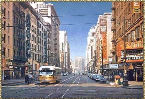 Zeitsprung:Los Angeles Broadway 7th Avenue im Jahre 1955.