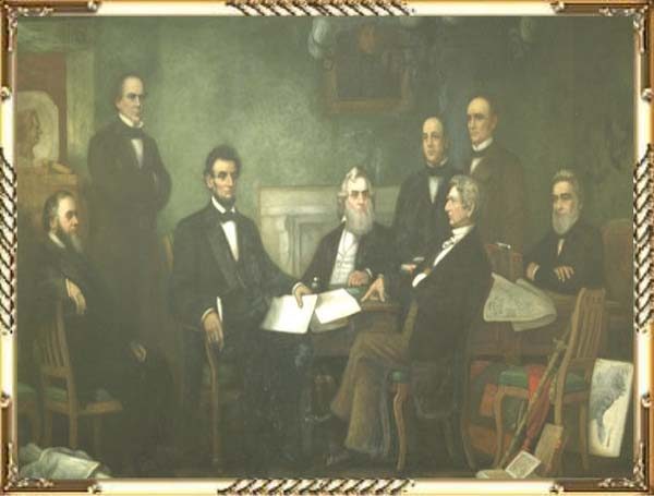 US-Praesident Lincoln und sein Kabinett