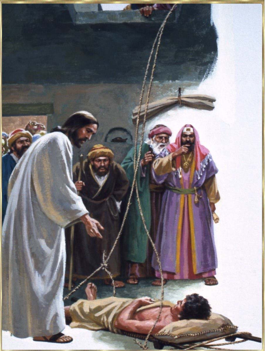 Jesus heilt einen Gelhmten vor den Augen der Phariser.