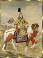 Kaiser Qianlong in festlicher Ruestung auf dem Pferd