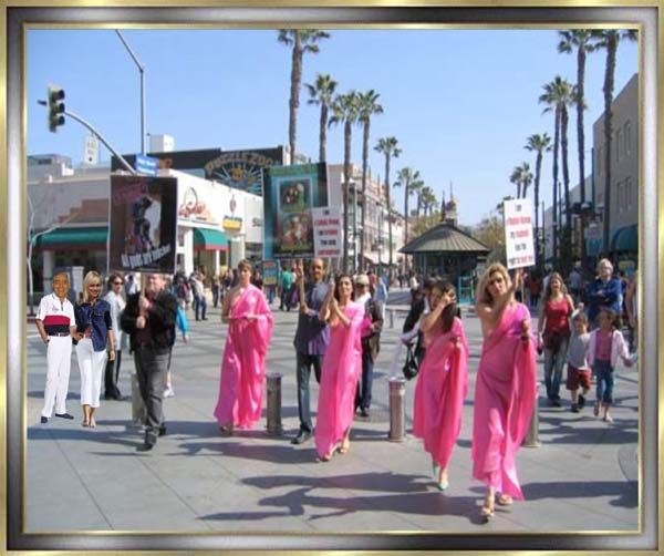 Farbenprchtiger Festumzug der Santa Monica-Group.