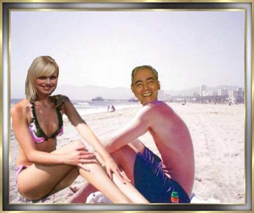 Santa Monica - Jeanette und ich an der Beach.