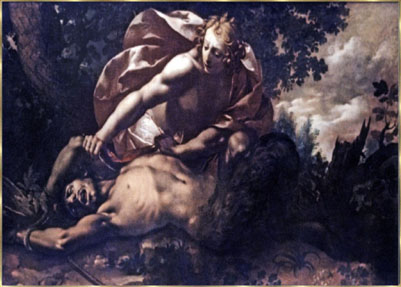 Apollo zog dem Satyr Marsyas bei lebendigem Leib die Haut ab.