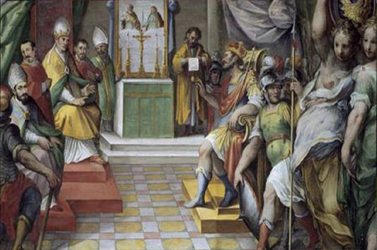 Kaiser Otto enthebt Papst Johannes XII. seines Amtes